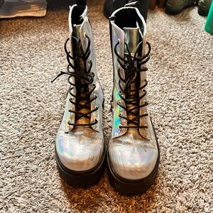 Size 8 rave boots silver